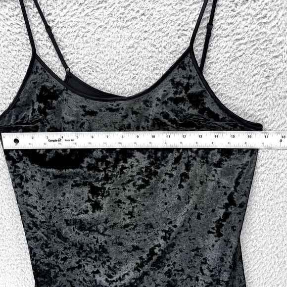 VICTORIA'S SECRET Black Crushed Velvet‎ Slip Dress Y2K M/L Goth Grunge 90s - Picture 3 of 13